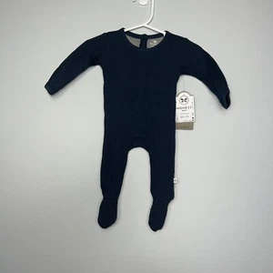 The honest company sleeper navy Footed Covered Feet Organic Cotton With Snaps - Picture 1 of 7