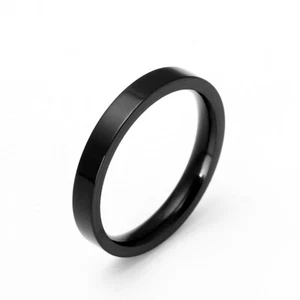 Anillo de boda de acero inoxidable 316L con banda pulida negra de 3 mm talla 4-11 - Imagen 1 de 8