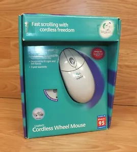 Vintage Logitech Cordless Fast Scrolling Wheel Mouse w/ Digital Radio Receiver - Picture 1 of 6