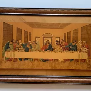 Pintura de madera rara de colección de La última cena firmada por Galano Ettore 1971 - Imagen 1 de 7