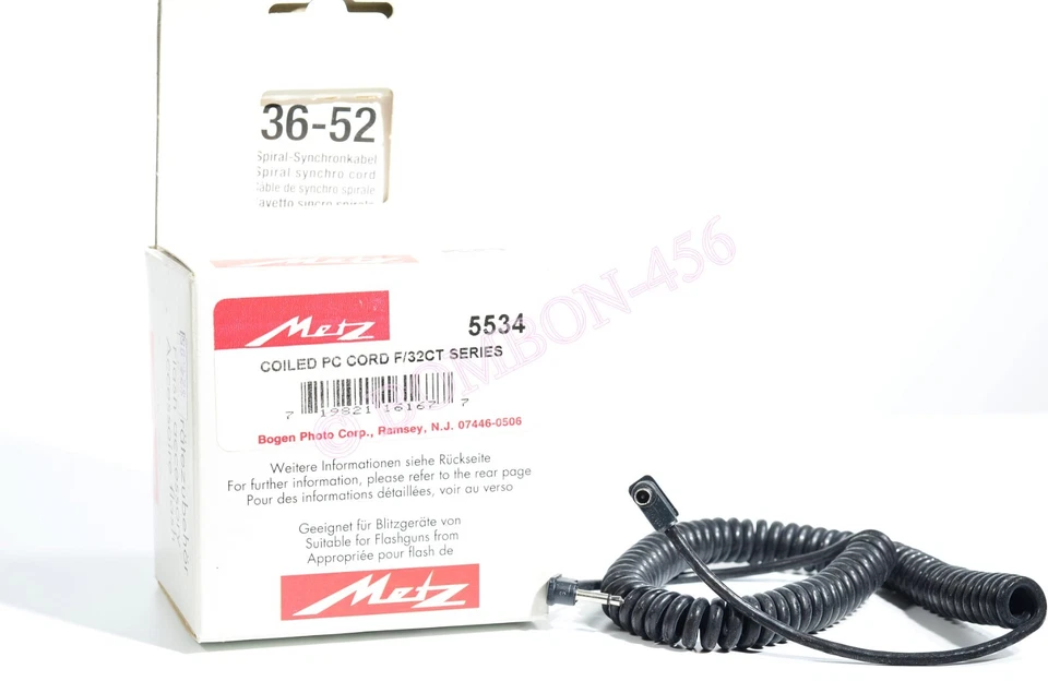 METZ MZ-5534 - 36-52 COILED PC CORD FOR 32CT SERIES FLASHES NOS - Image 1 of 3