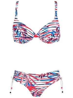 Ex Naturana женщины белый цветочный в полоску проводной бикини комплект - размер 10/32B - Изображение 1 из 4