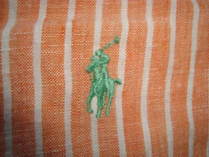 POLO RALPH LAUREN MENS 100% LINEN LONGSLEEVES STRIPED ORANGE SHIRT SIZE XL BNWT! - Picture 1 of 11