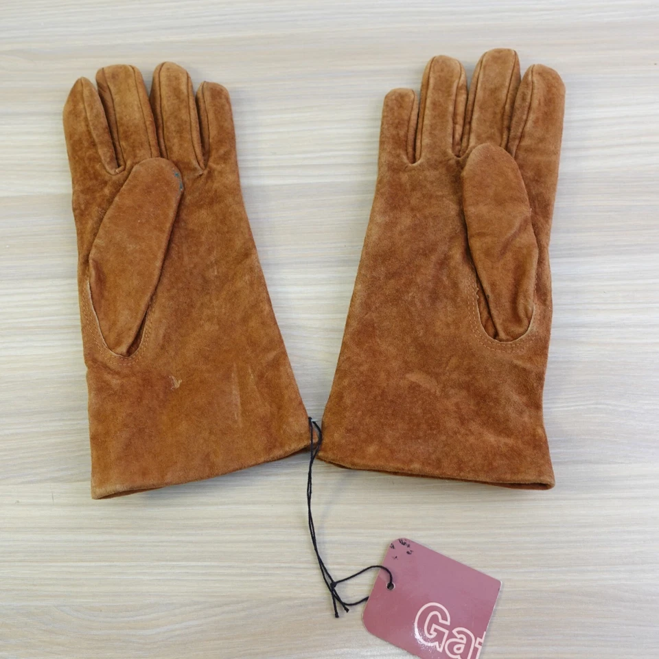 Suede Winter Gloves Women Medium Tan Brown GATES Genuine Leather Pigskin Classic - Image 1 of 4