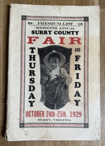 1929 Surry County Fair Virginia Program Vintage Ads Coke Standard Oil Amoco - Bild 1 von 20