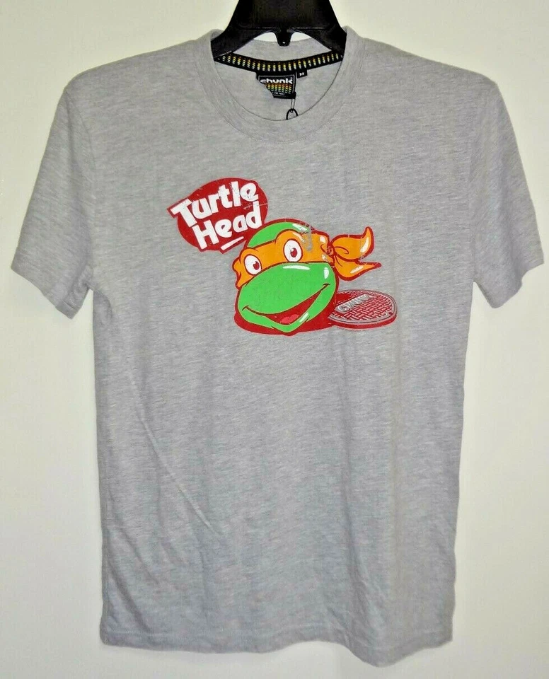 Camiseta masculina vintage chunk uk adolescente mutante tartarugas ninja cabeça de tartaruga tmnt camiseta p/m - Imagem 1 de 1