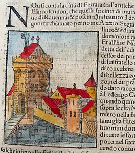 FERRARA BOLOGNA ROMAGNA ITALY 1558 SEBASTIAN MUNSTER ANTIQUE VIEW - Picture 1 of 5