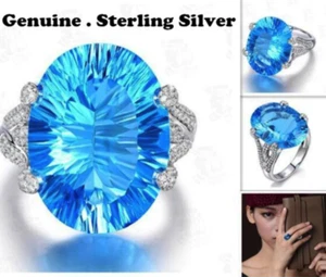 Alianza Modernista Exquisita Genuina Corte Ovalado 5.2CT Aguamarina en Plata 925 - Imagen 1 de 5