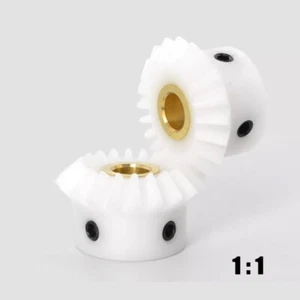 White POM Bevel Gear 1/1.5 Module 20/25/30 Teeth 5mm-12mm Bore 90° 1:1 Pairing - Picture 1 of 12