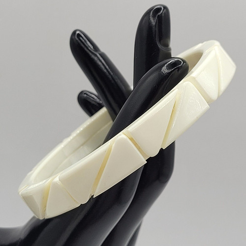 OFF WHITE Bracciale design geometrico bianco sporco stile unico anni 70 Germania Ovest