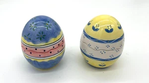 Harry and David Chicken Collection Set of 2 Glazed Easter Egg Ceramic Candles - Picture 1 of 3