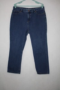 Lands' End Sz 16 Petite (34x28) Fit 3 Straight Leg Jeans Medium Wash - Picture 1 of 7