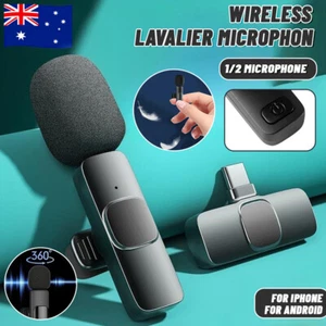 Wireless Lavalier Microphone Mini Mic For Android iPhone ipad Vlog Live Stream - Picture 1 of 17