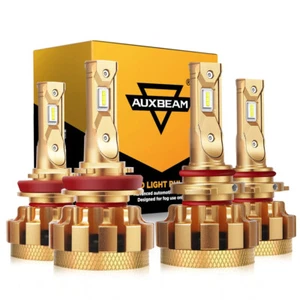 AUXBEAM 9005 H11 LED Headlights Bulb High Low Beam 18000LM CANBUS White 6000K - Picture 1 of 15