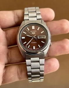 Seiko 5 Automatic 17 Jewels Brown Dial Day/Date Japan Men's Watch Cal-7009 - Picture 1 of 9