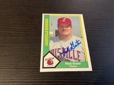 1990 CMC AAA Louisville Redbirds Green Backs Mark Grater #21 Signed