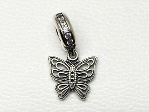 Authentic Pandora Sterling Love Takes Flight Butterfly dangle charm 791255CZ - Picture 1 of 3