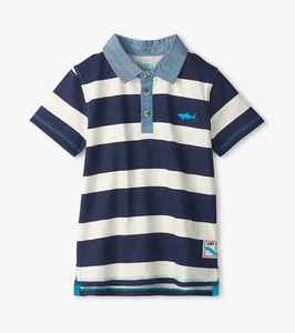 NWT 7 12 HATLEY Deep Ocean Striped Polo Tee Shark - Picture 1 of 3