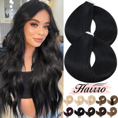 Cinta hinchable HAIRRO en extensiones de cabello Remy cabello humano real sin costuras gruesa negra Foto 1 de 4