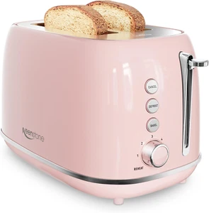 2 Slice Stainless Steel Toaster with 6 Bread Shade Settings - Retro Wide Slots - Picture 1 of 9