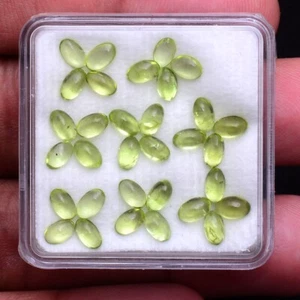 32 Pcs Natural Peridot 5mm*3mm Oval Cabochon Loose Untreated Gemstone Wholesale - Picture 1 of 8