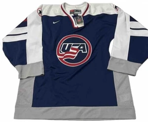 Vintage USA Hockey Nike Team Jersey Mens 1998 Olympics Blank Patch NWT 90s Sz XL - Picture 1 of 6