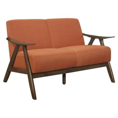 Lexicon Damala Mid-Century Solid Wood Frame Loveseat in Orange - Image 1 of 4