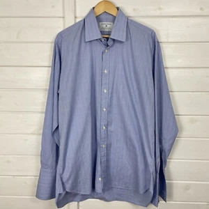 JOSEPH TURNER Shirt Mens Size 36 L Blue White Check Cotton Long Sleeve Smart - Picture 1 of 12
