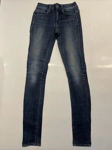 G-Star Raw Jeans Womens W24 L32 Blue Midge Mid Skinny Distressed - Picture 1 of 13