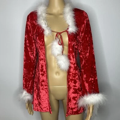 Leg Avenue Cloak Robe Santa Claus Faux Fur Red Velvet Small Medium Open Front - Image 1 of 4