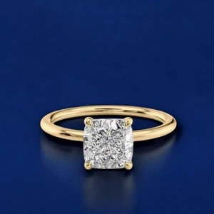 Anillo de boda de oro amarillo de 18 quilates con diamantes cultivados en laboratorio de corte cojín de 1 quilate certificado IGI - Imagen 1 de 13