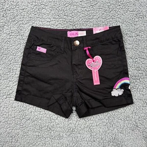 Cutie Patootie Shorts Girls 8 Black Denim Adjustable Waist Rainbow Raw Hem - Picture 1 of 12