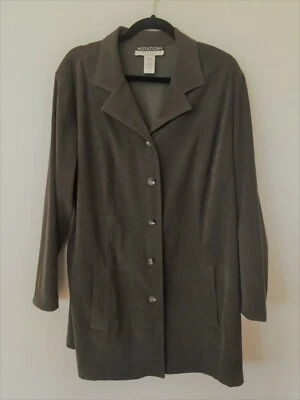 Ladies Mid-Length Notations Jacket Button-up Dark Green Size 1X - Image 1 of 4