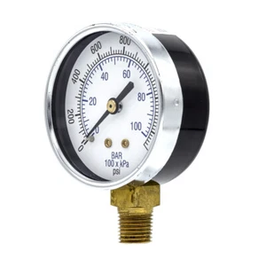 Dry Lower Mount Pressure Gauge with 2.5" Dial, 0-1500 PSI, 1/4" Male NPT - Picture 1 of 8