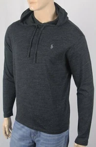 Ralph Lauren Black Heather Long Sleeve Classic Lightweight Hoodie NWT - Picture 1 of 1