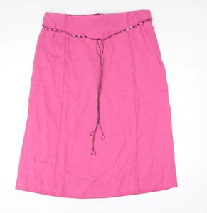 Ann Harvey Womens Pink Lyocell A-Line Skirt Size 18 Zip - Beaded Belt - Picture 1 of 10