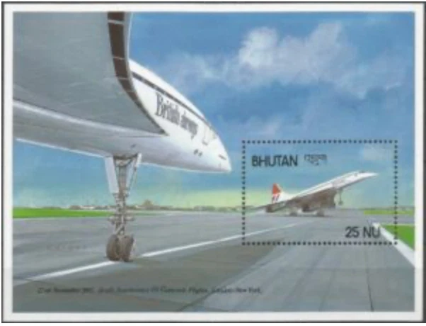 Bután #MiBl162 MNH S/S 1988 Concorde Jet Londres Nueva York [651] Foto 1 de 1