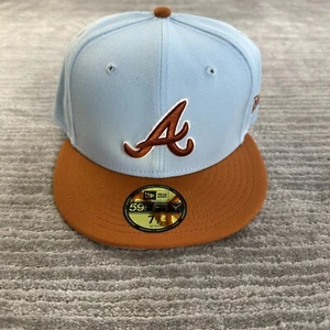 Gorra Atlanta Braves Para Hombre Ajustada 7 3/8 New Era 2 Tonos Azul Cielo Marrón - Imagen 1 de 5