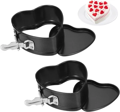 2 Stück Herz Springform 10Cm, Mini Kuchenform Backform Mit Antihaftbeschichtung, - Bild 1 von 4