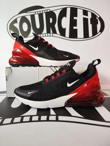 Nike Air Max 270 'Bred' Black/White-University Red 9.5UK/10.5US NUOVE RARE - Foto 1 di 9