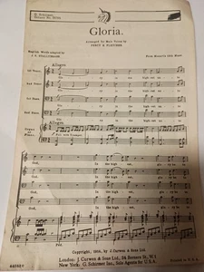 Gloria arr. para voces masculinas de Percy Fletcher (1914, partituras) O1 - Imagen 1 de 1