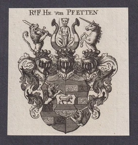 Pfetten Wappen coat of arms Adel Heraldik Kupferstich 1820 - Bild 1 von 1