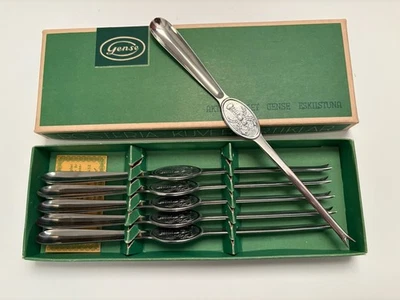 Vintage Gense Stainless Steel Sweden Lobster Picks Set Of 6 Seafood Crab Forks - Image 1 of 4