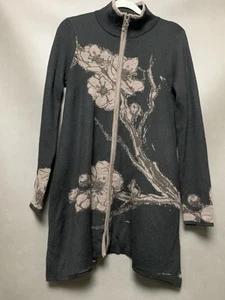 Icelandic Design Cardigan Tunic Wool Blend Floral Zip Up Sweater, Women's M - Picture 1 of 14