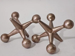 Par de pisapapeles escultura sujetalibros JAX JACKS de metal cepillado jumbo pesado - Imagen 1 de 8
