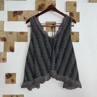 Free People Mujer Talla Mediana Flutter Mosca Top Sin Mangas Encaje Ribete Dobladillo Boho Foto 1 de 4