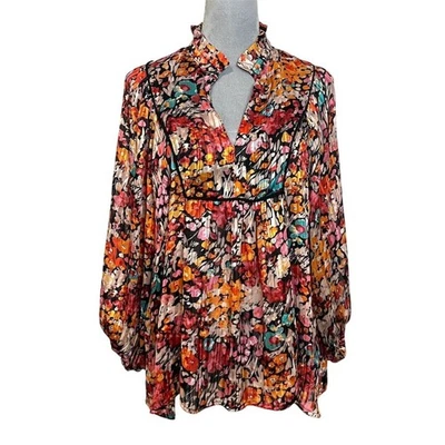 Blusa Top Umgee Para Mujer Boho Floral Multicolor L Informal Primavera Hippie Gitana Foto 1 de 4