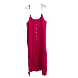 Victoria Dunn Gauzy Pink Spaghetti Strap Maxi Dress XL Sundress Travel Beach N14 - Picture 1 of 6