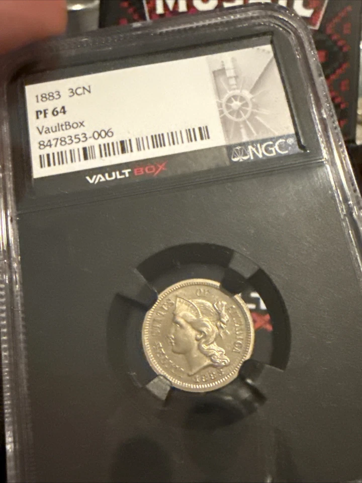 1883 3CN (PROOF) Three Cent Nickel NGC PF64 Should Have Been Red Core! Vault Box - Image 1 of 4