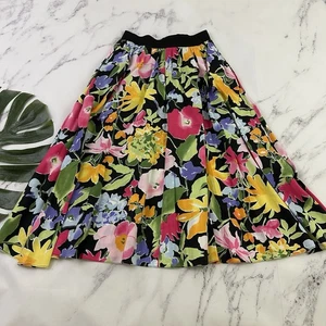 Bowie Boynton Damen Vintage 90er A-Linie Rock Gr. S rosa schwarz Blumen Taschen - Bild 1 von 11